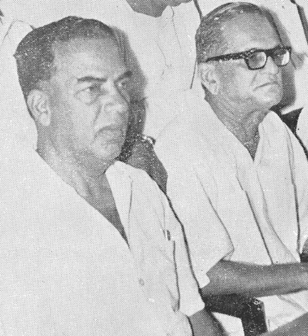 B T Ranadive (right) with A K Gopalan, during a group photo session of the first Polit Bureau of the CPI(M).