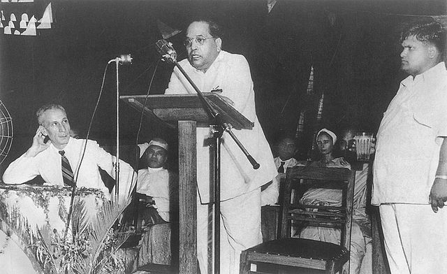 Ambedkar addressing a conference at Ambedkar Bhawan, Delhi, 20 May 1951