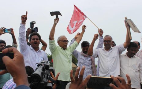 BV Raghavulu leading cultivation of Dalits' land at Devarapalli